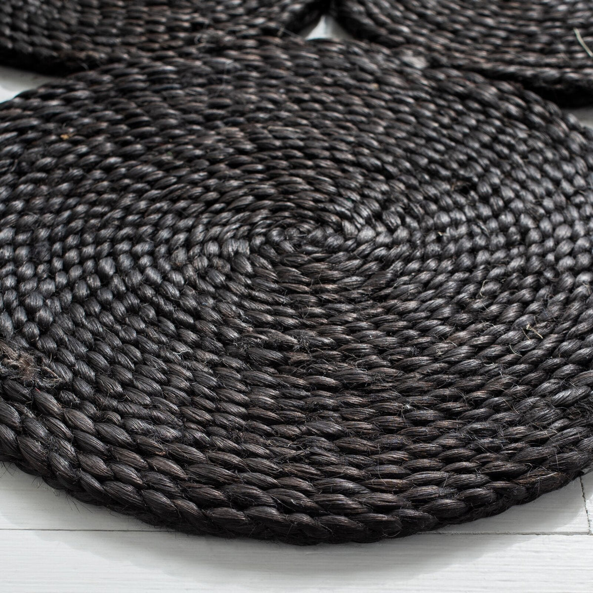 Black White Jute Braided Round Rugfor Living Room handmade by LoomifyHome