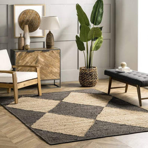 Beige Blue Jute Braided Runner Rugfor Living Room – Farmhouse handmade by LoomifyHome