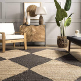 Beige Blue Jute Braided Runner Rugfor Living Room – Farmhouse handmade by LoomifyHome