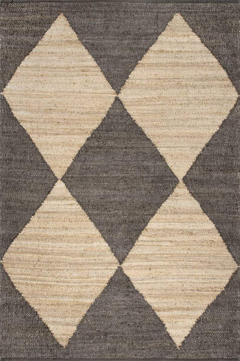 Beige Blue Jute Braided Runner Rugfor Living Room – Farmhouse handmade by LoomifyHome