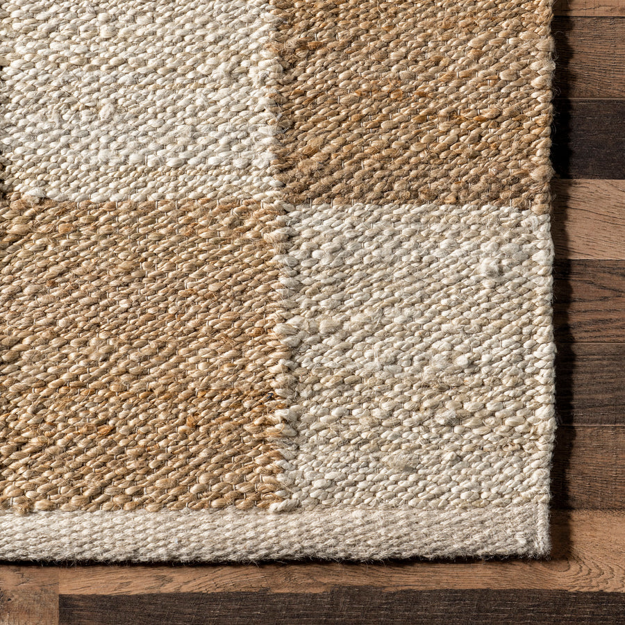 White Beige Jute Braided Runner Rugfor Living Room – 7 x 9 handmade by LoomifyHome