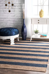 Beige Blue Jute Braided Runner Rugfor Living Room – Living handmade by LoomifyHome