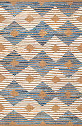 Beige Blue Jute Braided Oval Rugfor Living Room – 2 x 3 handmade by LoomifyHome