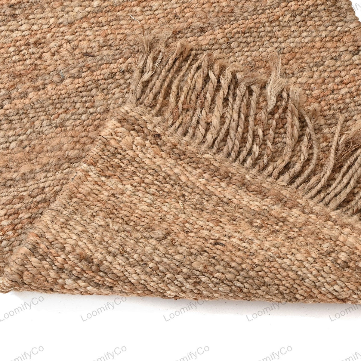 Handmade Natural Jute Rugs Hemp Runner Rug with Fringes