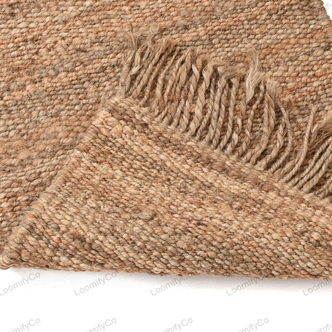 Handmade Natural Jute Rugs Hemp Runner Rug with Fringes