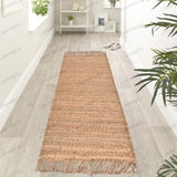 Handmade Natural Jute Rugs Hemp Runner Rug with Fringes