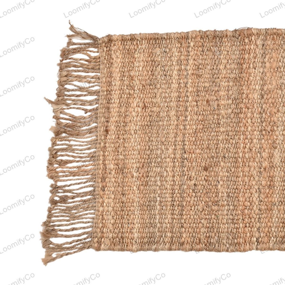Handmade Natural Jute Rugs Hemp Runner Rug with Fringes