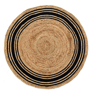 White Beige Jute Braided Round Rugfor Living Room – Striped handmade by LoomifyHome