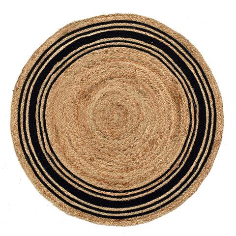 White Beige Jute Braided Round Rugfor Living Room – Striped handmade by LoomifyHome