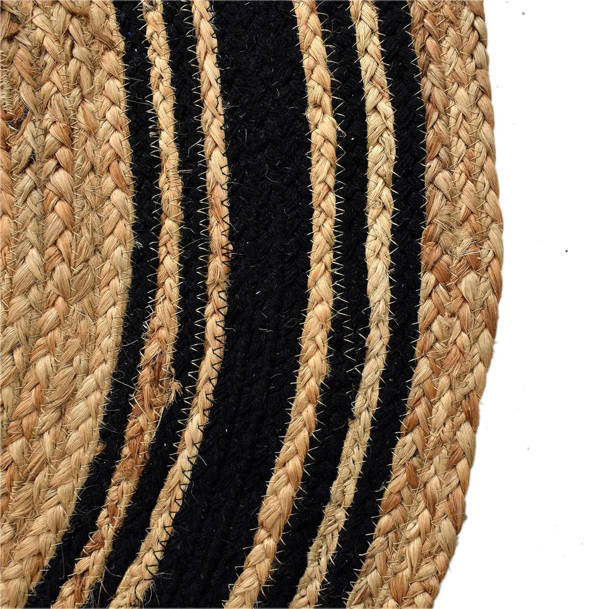 White Beige Jute Braided Round Rugfor Living Room – Striped handmade by LoomifyHome