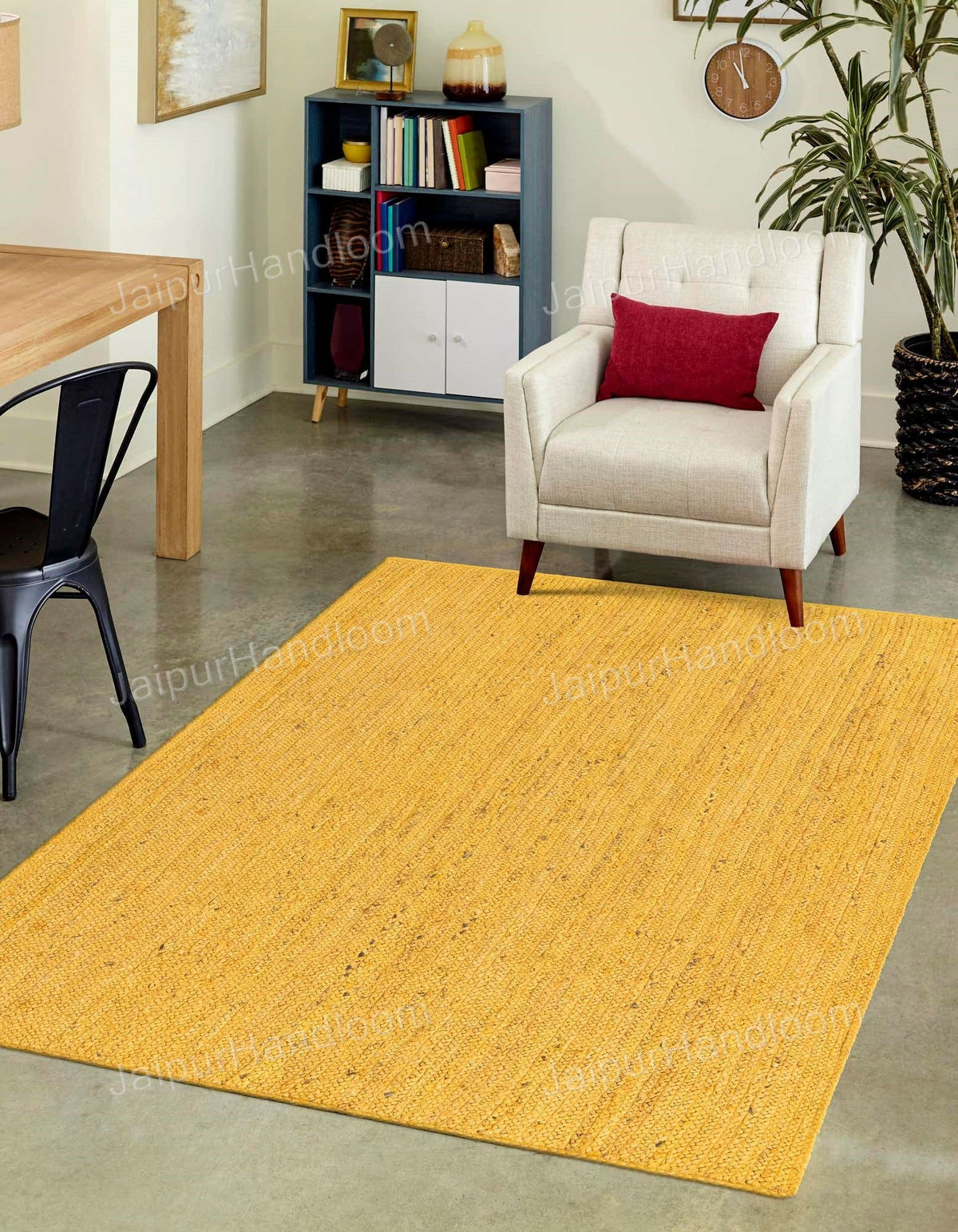 Beige Yellow Jute Braided Round Rugfor Living Room handmade by LoomifyHome