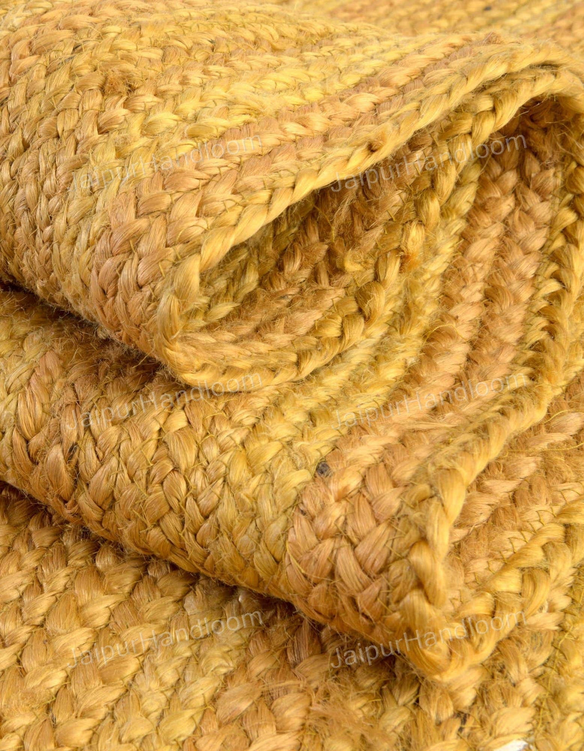 Beige Yellow Jute Braided Round Rugfor Living Room handmade by LoomifyHome