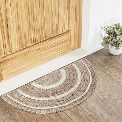 White Beige Jute Braided Half Moon Doormatfor Living Room – Fiber handmade by LoomifyHome