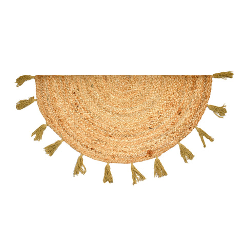 White Beige Jute Braided Half Moon Doormatfor Living Room – Natural handmade by LoomifyHome