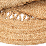 White Beige Jute Braided Round Rugfor Living Room – Border handmade by LoomifyHome