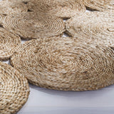 White Beige Jute Braided Round Rugfor Living Room – Signature Pattern handmade by LoomifyHome
