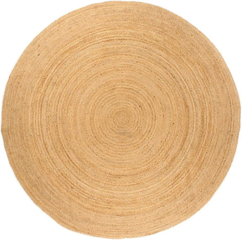 Beige Brown Jute Braided Round Rugfor Living Room – Scalloped handmade by LoomifyHome