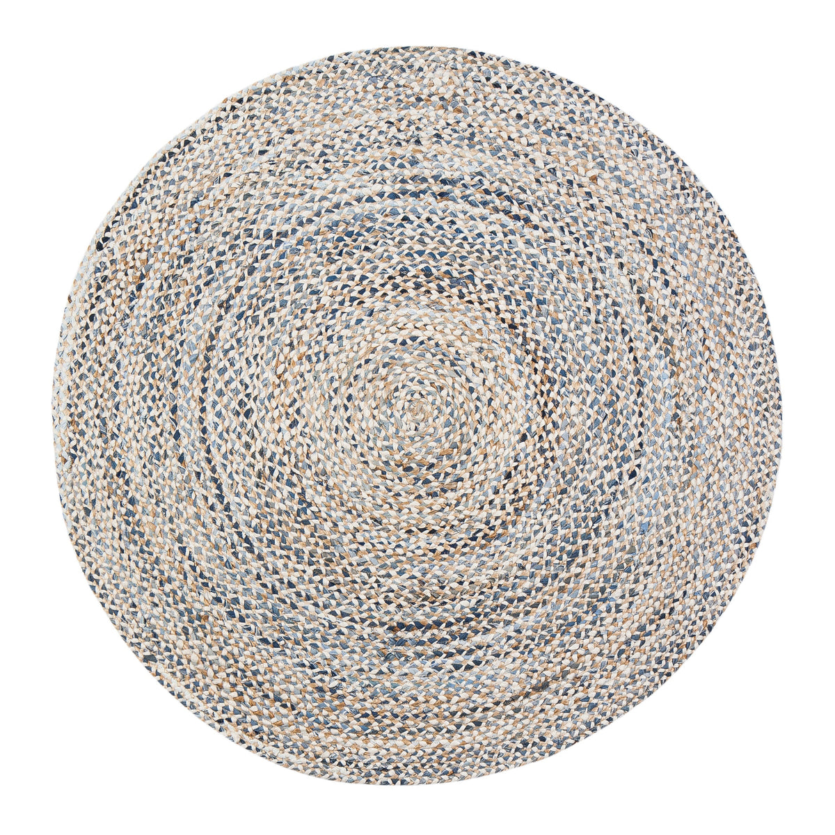 Beige Blue Jute Braided Round Rugfor Living Room – Artisan Style 23 handmade by LoomifyHome