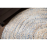 Beige Blue Jute Braided Round Rugfor Living Room – Artisan Style 23 handmade by LoomifyHome