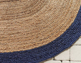 Beige Blue Jute Braided Round Rugfor Living Room – Artisan Style 31 handmade by LoomifyHome