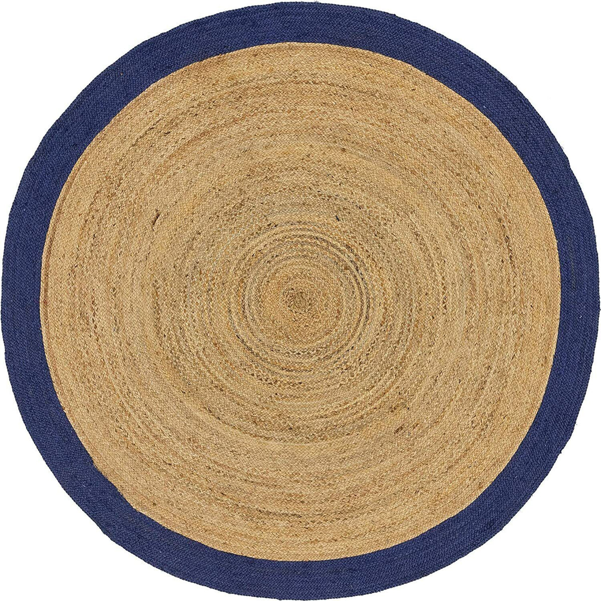Beige Blue Jute Braided Round Rugfor Living Room – Artisan Style 31 handmade by LoomifyHome