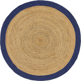 Beige Blue Jute Braided Round Rugfor Living Room – Artisan Style 31 handmade by LoomifyHome