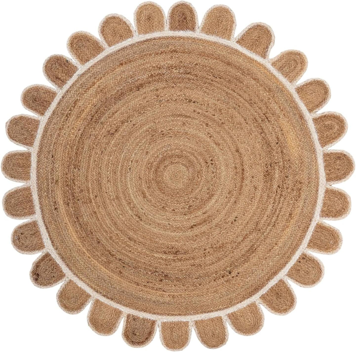 White Beige Jute Braided Round Rugfor Living Room – Living Room Ready handmade by LoomifyHome