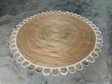 White Beige Jute Braided Round Rugfor Living Room – Living Room Ready handmade by LoomifyHome