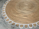 White Beige Jute Braided Round Rugfor Living Room – Living Room Ready handmade by LoomifyHome