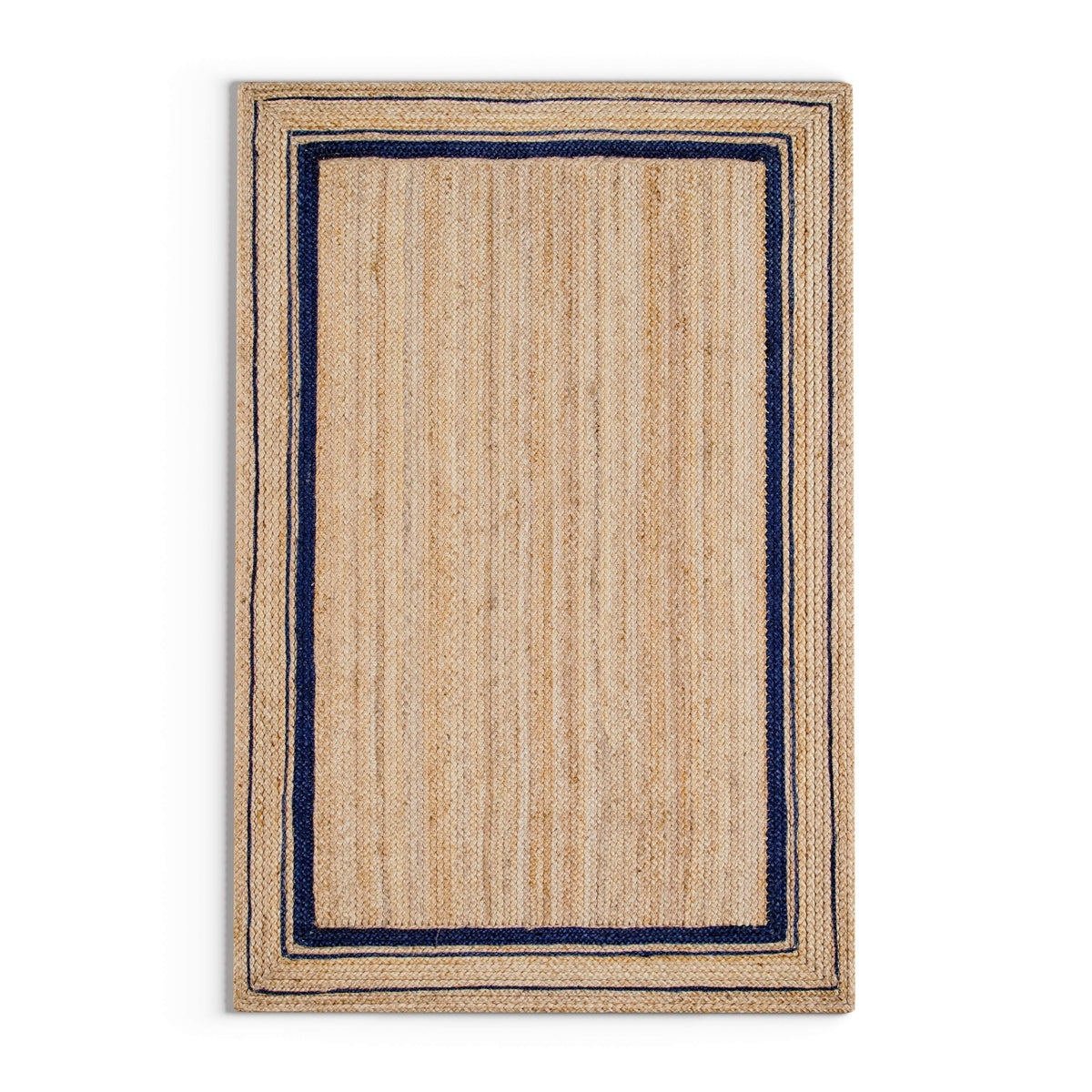 Beige Blue Jute Braided Area Rugfor Living Room – 8x10 handmade by LoomifyHome