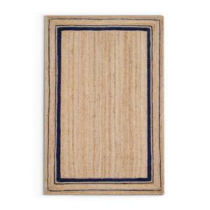 Beige Blue Jute Braided Area Rugfor Living Room – 8x10 handmade by LoomifyHome