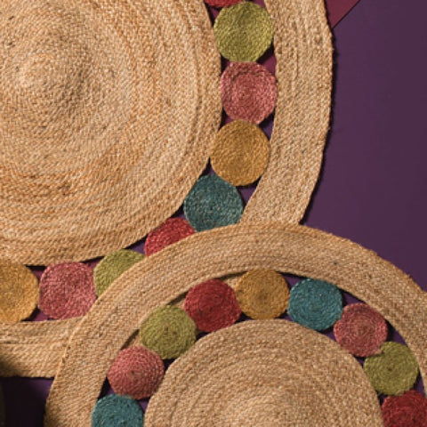 Beige Blue Jute Braided Round Rugfor Living Room – Artisan Style 34 handmade by LoomifyHome