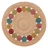 Beige Blue Jute Braided Round Rugfor Living Room – Artisan Style 34 handmade by LoomifyHome