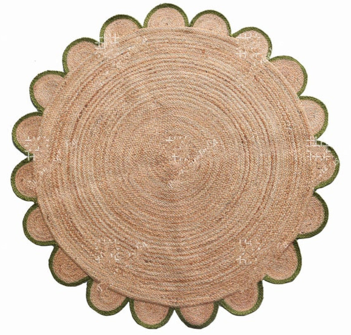 White Beige Jute Braided Round Rugfor Living Room – Scallop handmade by LoomifyHome