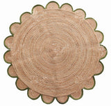White Beige Jute Braided Round Rugfor Living Room – Scallop handmade by LoomifyHome