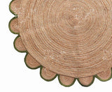 White Beige Jute Braided Round Rugfor Living Room – Scallop handmade by LoomifyHome