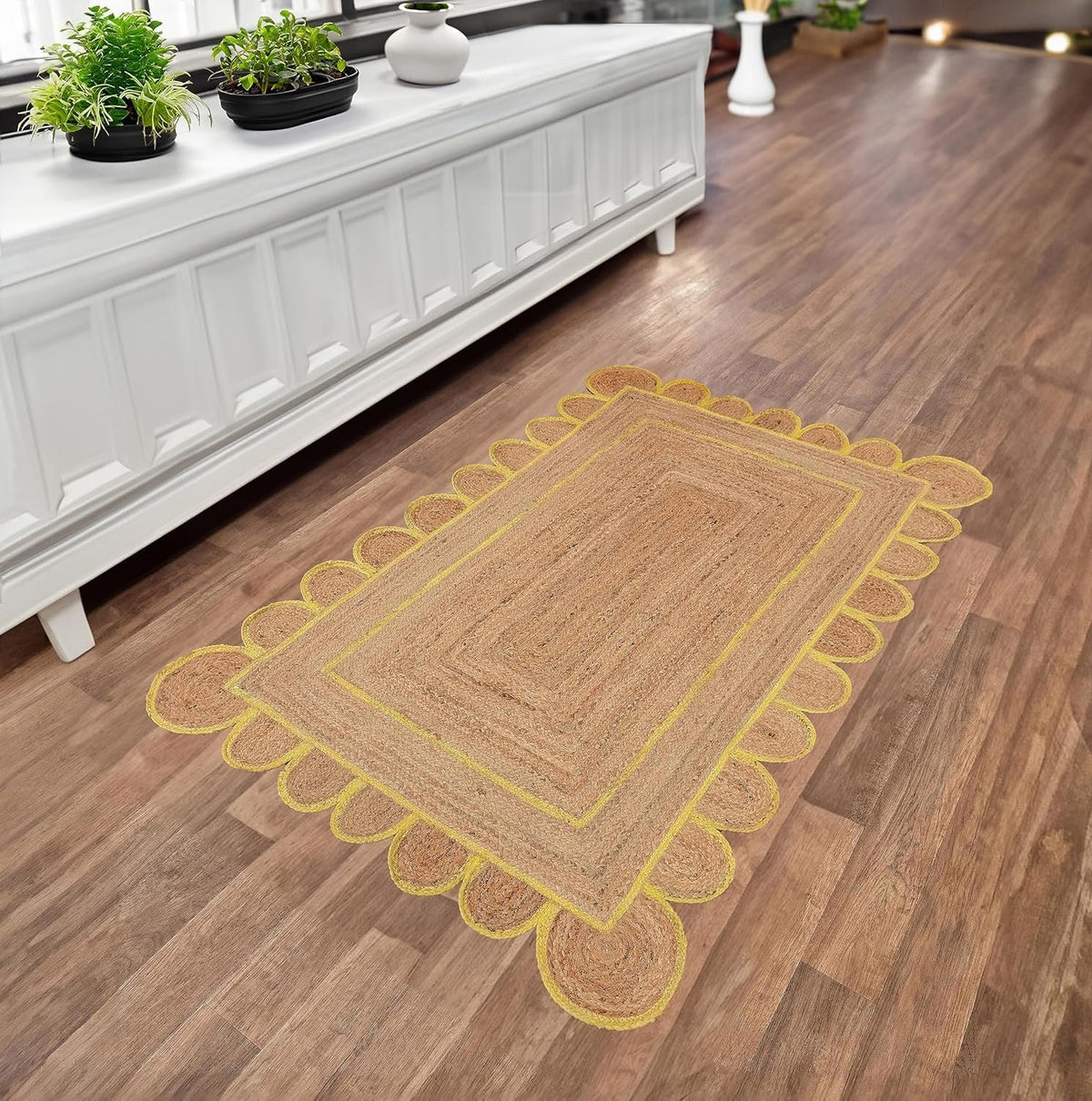Beige Jute Braided Doormatfor Living Room – Bohemian handmade by LoomifyHome