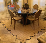 Beige Jute Braided Area Rugfor Living Room – Scalloped handmade by LoomifyHome