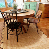 Beige Jute Braided Area Rugfor Living Room – Scalloped handmade by LoomifyHome