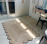Beige Jute Braided Area Rugfor Living Room – Scalloped handmade by LoomifyHome