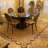 Beige Jute Braided Area Rugfor Living Room – Scalloped handmade by LoomifyHome