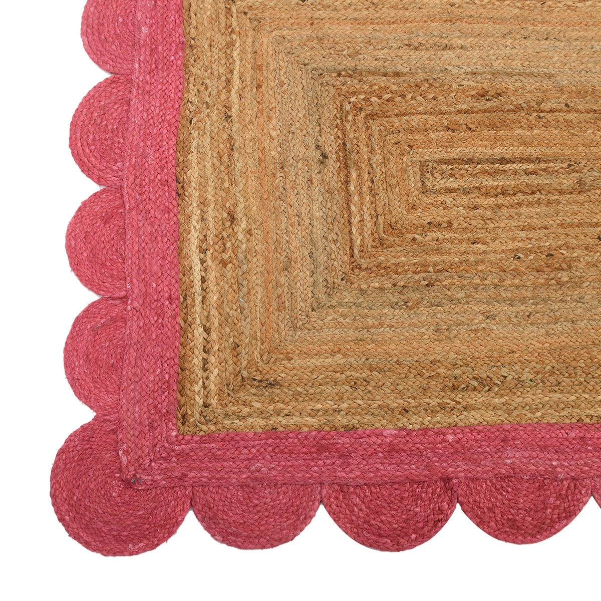 Beige Jute Braided Runner Rugfor Living Room – Scalloped handmade by LoomifyHome