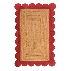Beige Jute Braided Scalloped Rugfor Living Room handmade by LoomifyHome