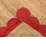 Beige Jute Braided Scalloped Rugfor Living Room handmade by LoomifyHome