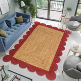 Beige Jute Braided Scalloped Rugfor Living Room handmade by LoomifyHome