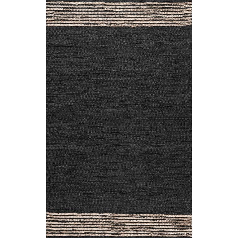 Black Beige Jute Braided Area Rugfor Living Room handmade by LoomifyHome