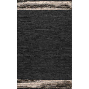 Black Beige Jute Braided Area Rugfor Living Room handmade by LoomifyHome