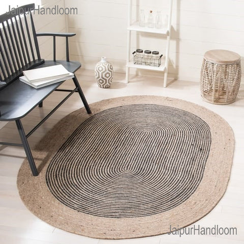 Multicolor Jute Braided Oval Rugfor Living Room – 5 x 8 handmade by LoomifyHome