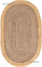 Brown Multicolor Jute Braided Oval Rugfor Living Room handmade by LoomifyHome