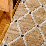White Beige Jute Braided Runner Rugfor Living Room – Geometric handmade by LoomifyHome